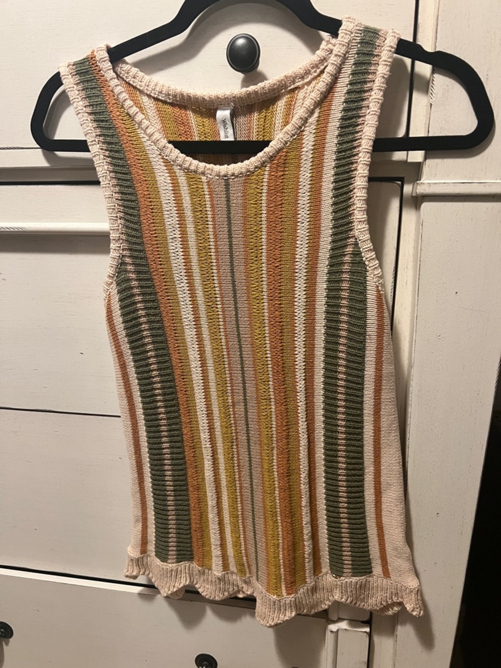 Wishlist Striped Knit Tank in Cream, Mustard & Olive